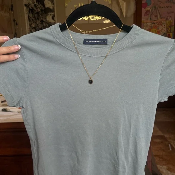 Brandy Melville Light Blue Crew Neck Top - Picture 1 of 2